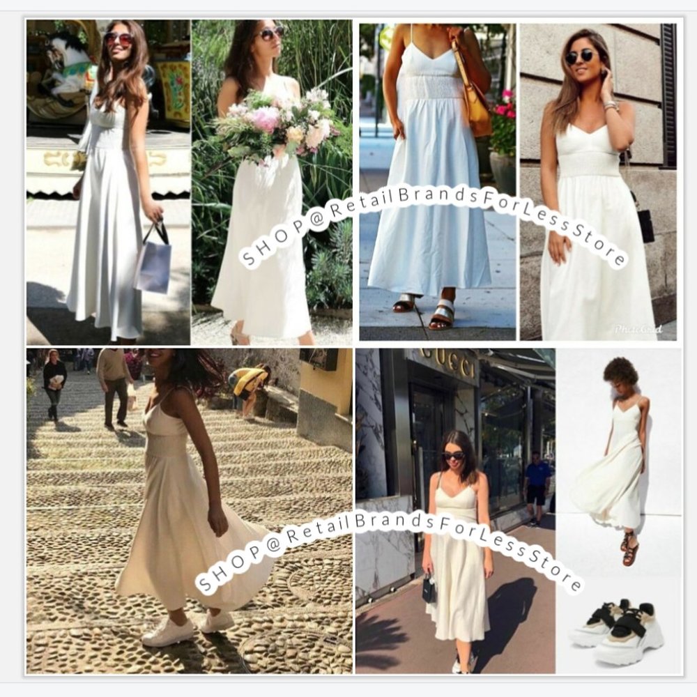 ZARA V NECK LINEN VOLUMINOUS FLOWY MAXI MIDI DRESS - Picture 3 of 14